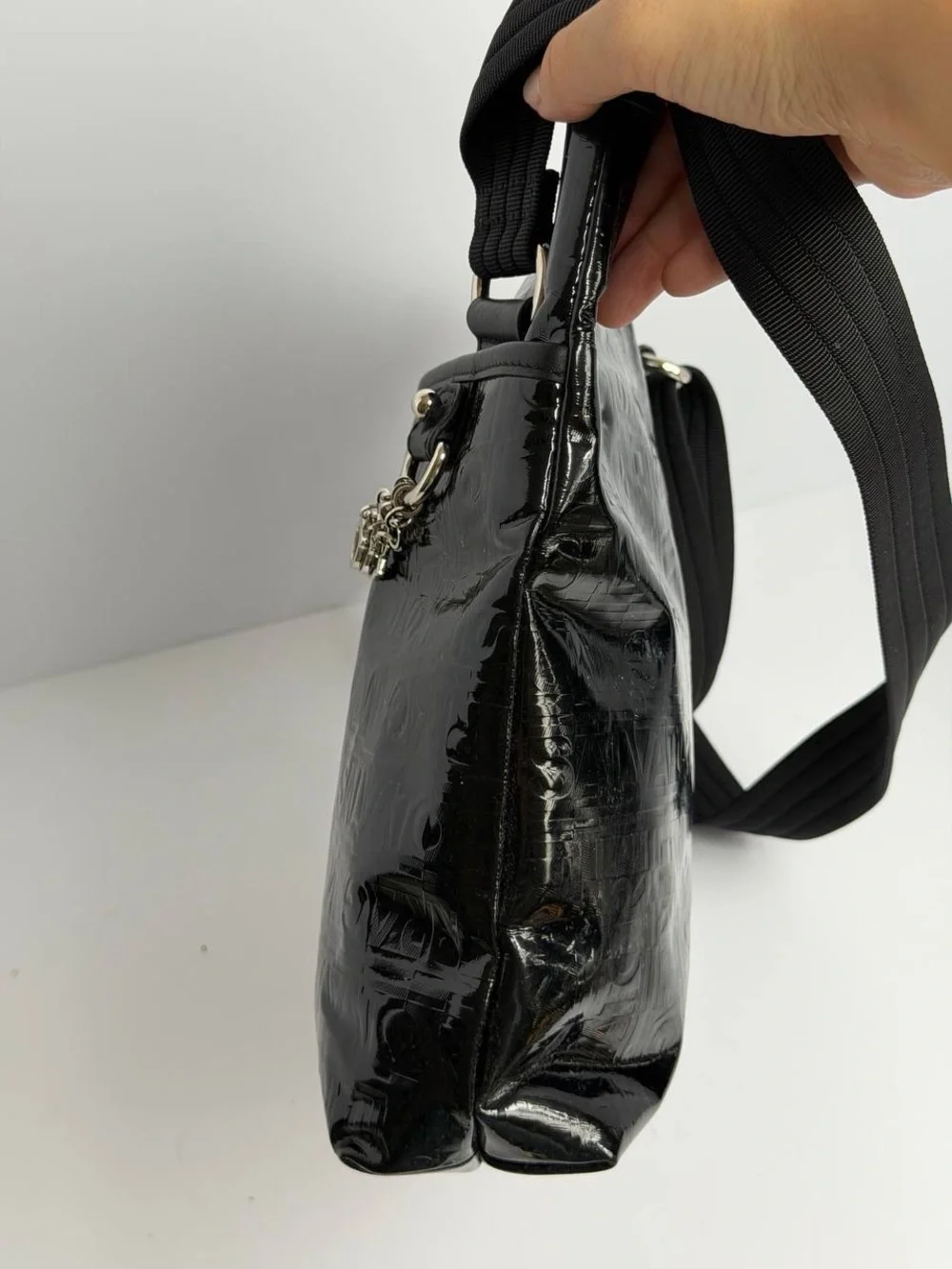 Salvatore Ferragamo Black Patent Leather Crossbody Bag